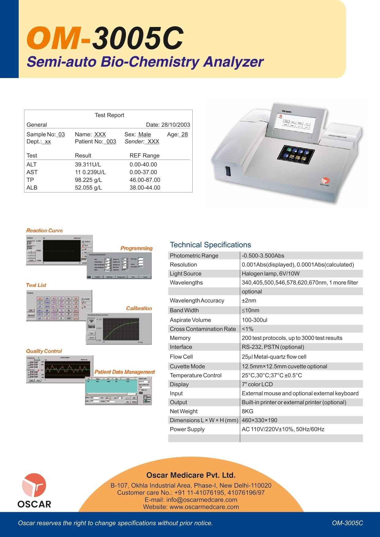 Semiautomatic Biochemistry analyzer