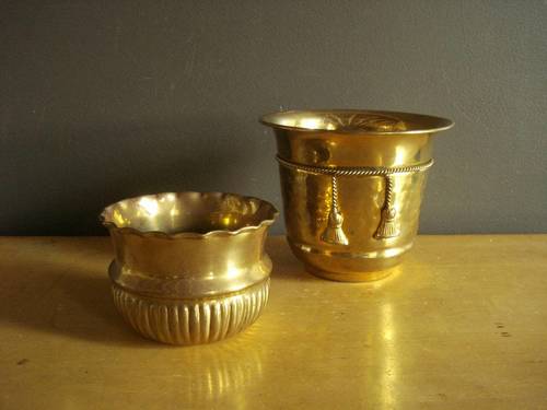 BRASS SET OF TWO NEW LOOK PLANTER