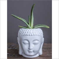 White Buddha Head Shape Ceramic Bonsai Planter Pot