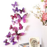 12 Pcs Butterfly Wll Sticker (random Colour)