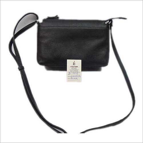 Black Leather Modern Sling Bag