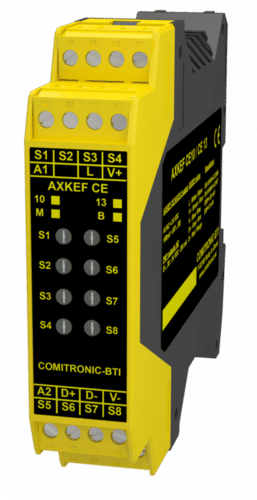 RFID tag reader with 8-bit outputs for PLC