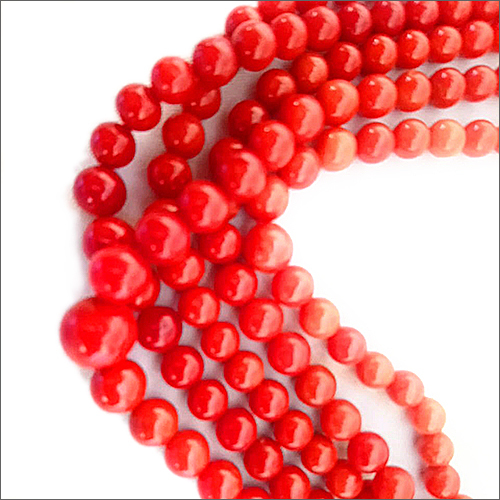 Red Coral Round Beads By CORTISANALE
