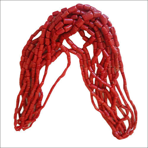 Red Coral Tube Beads