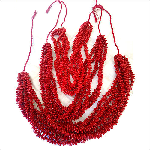 Barse 925 silver Red branch Coral beaded necklace -18 long