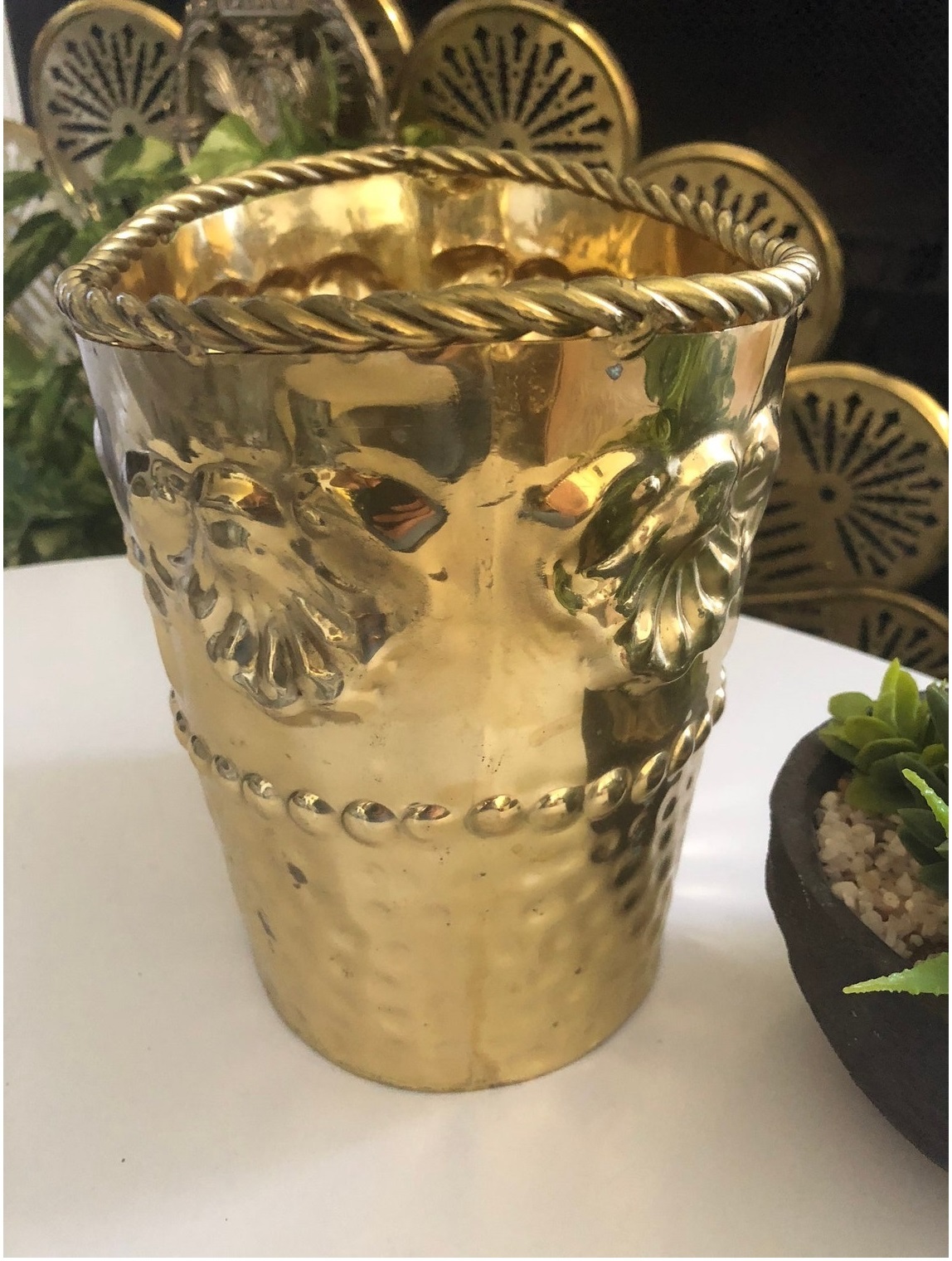 BRASS SMALL SIZE CONE SHAPED PLANTER