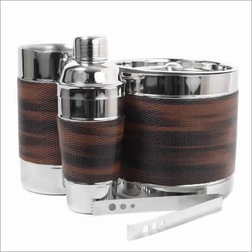 Stainless Steel Leather Bar Set