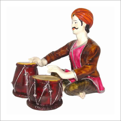 Polyresin Figurine Brown Coloured Rajasthani Man Playing Tabla
