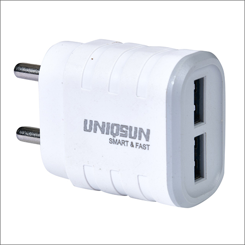 Dual USB Charger - Plastic Body, 5V Output, White Design | Bar Form Factor with Dual USB Ports for Efficient Charging