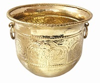 BRASS HIGH QUALITY LEAVES AND FLOWER ENGRAVED PLANTER