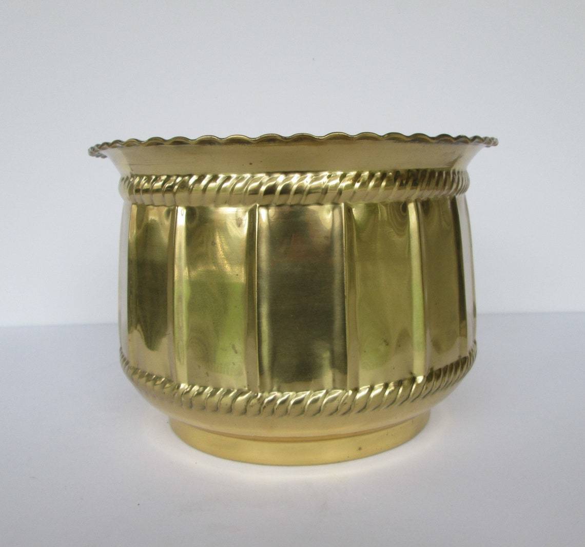 OLD BRASS HANDCRAFTED JUG PLANTER