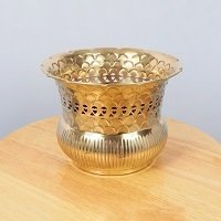 OLD BRASS HANDCRAFTED JUG PLANTER