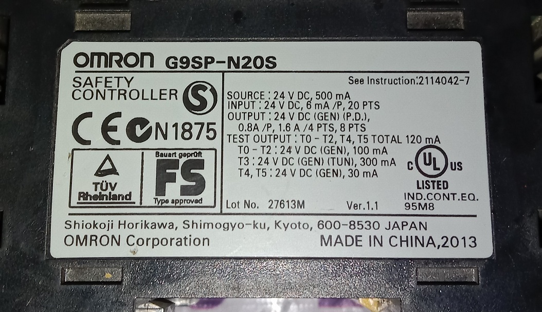 OMRON SAFETY CONTROLLER G6SP-N20S