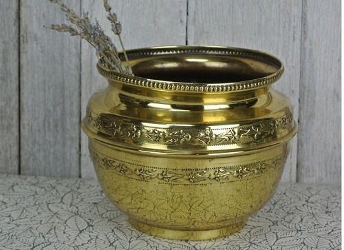 BRASS PLANTER IN BASKET SHAPED
