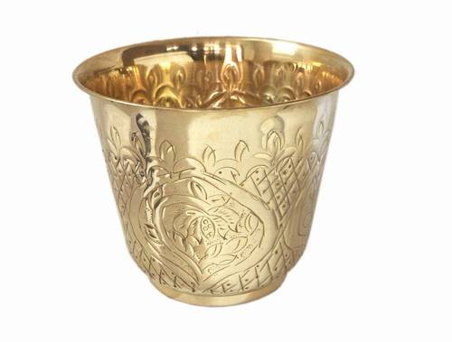 BRASS COPPER FINISH LEAVES ENGRAVED PLANTER