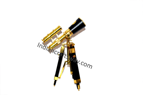 Gold Polished And Black Antique Brass Telescope With Stand Sb Finish