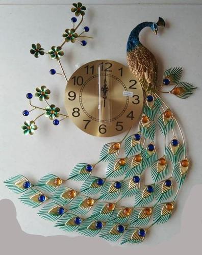 Artistic Peacock Metal Wall Clock By BANKE BIHARI IMPORT AND EXPORT