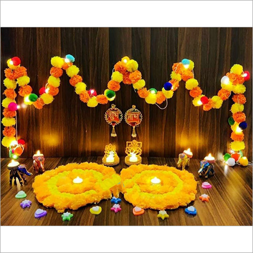 Marigold Toran with light, Subh-Labh, Laxmi-Ganesh, Marigold Mat set
