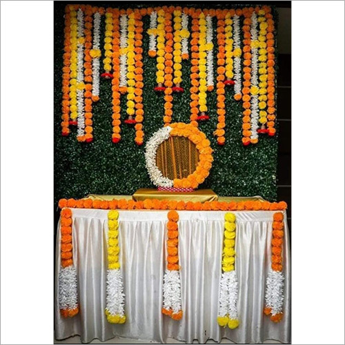 Marigold Backdrop Toran with Table fall latkan with Gajra & Marigold set