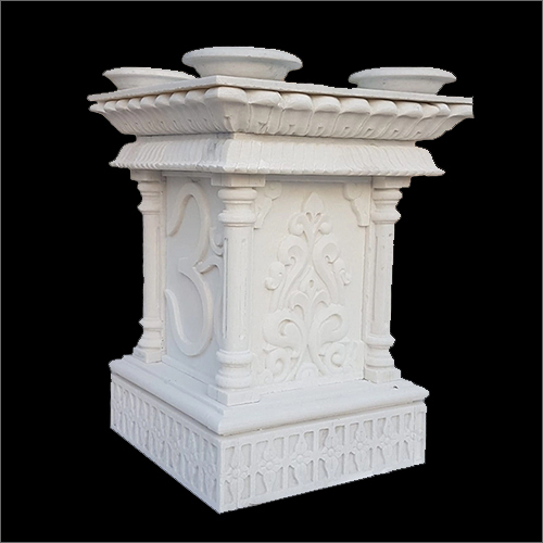 White Decorative Marble Tulsi Pot