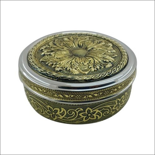 Round Stainless Steel Oxidize Amine Lunch Box