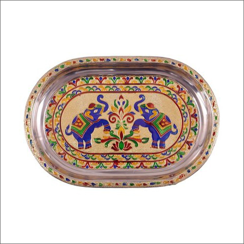 SS Meenakari Oval Serving Tray