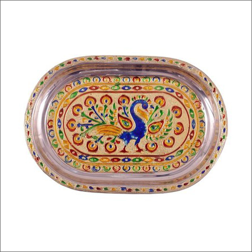 Oval Meenakari Serving Tray