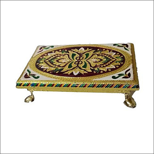 Wood Golden Meenakari Chowki