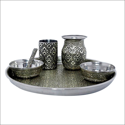 Oxidized Meenakari Stainless Steel Dinner Set