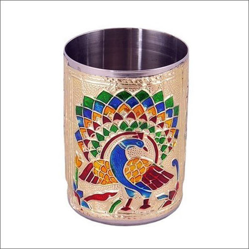 SS Round Meenakari Glass