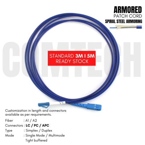 Patch Cord With Spiral Steel Armouring Application: Industrial