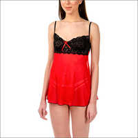 Ladies Lingerie Red And Black Night Dress