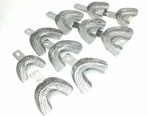Dental Metal Impression Tray INDIAN Pack of 10 Pcs. (L0,L1,L2,L3,L4 Size AND U0,U1,U2,U3,U4 size) for DOCTORS / STUDENTS