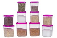 Plastic Kitchen Container - Pp Material, Square Shape, 5kg Capacity | Set Of 4 Food Storage Containers For Kitchen Organization