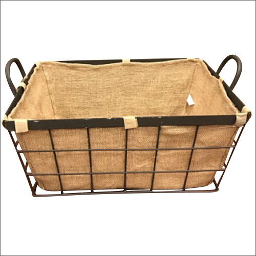 Jute Burlap Lined Storage Basket