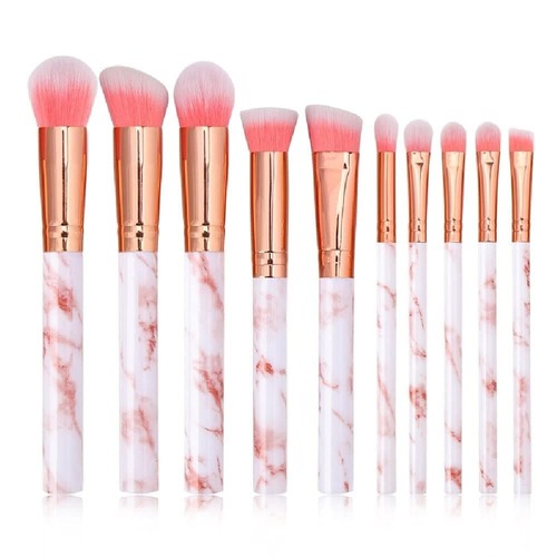10 Pc Marble Makeup Brush Collection Set