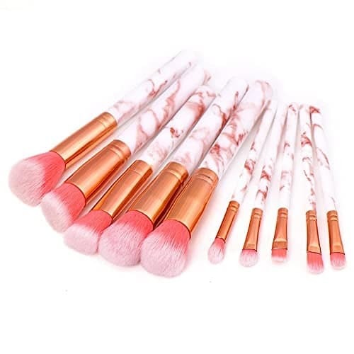 10 Pc Marble Makeup Brush Collection Set