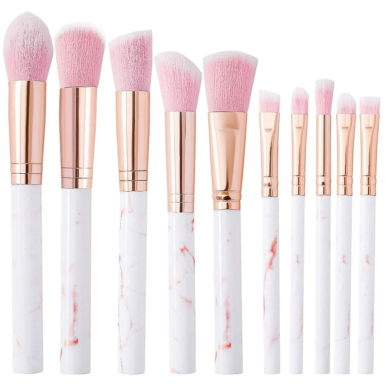10 Pc Marble Makeup Brush Collection Set