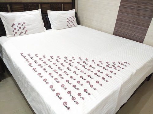 ABC Textile Pure Cotton Embroidery Super King Size Double Bedsheet 250TC