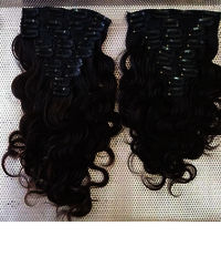 Natural Black Colour Afro Kinky Curly Clip In Hair Extensions