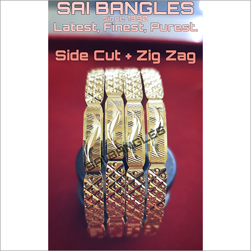 Ladies Side Cut Gold Bangles