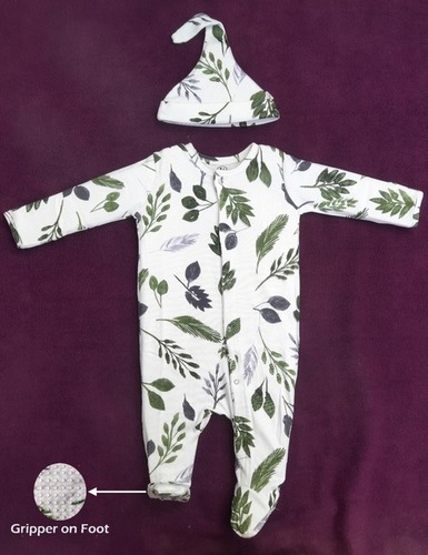 Organic Cotton Romper With Foot Age Group: 0-1 Yr