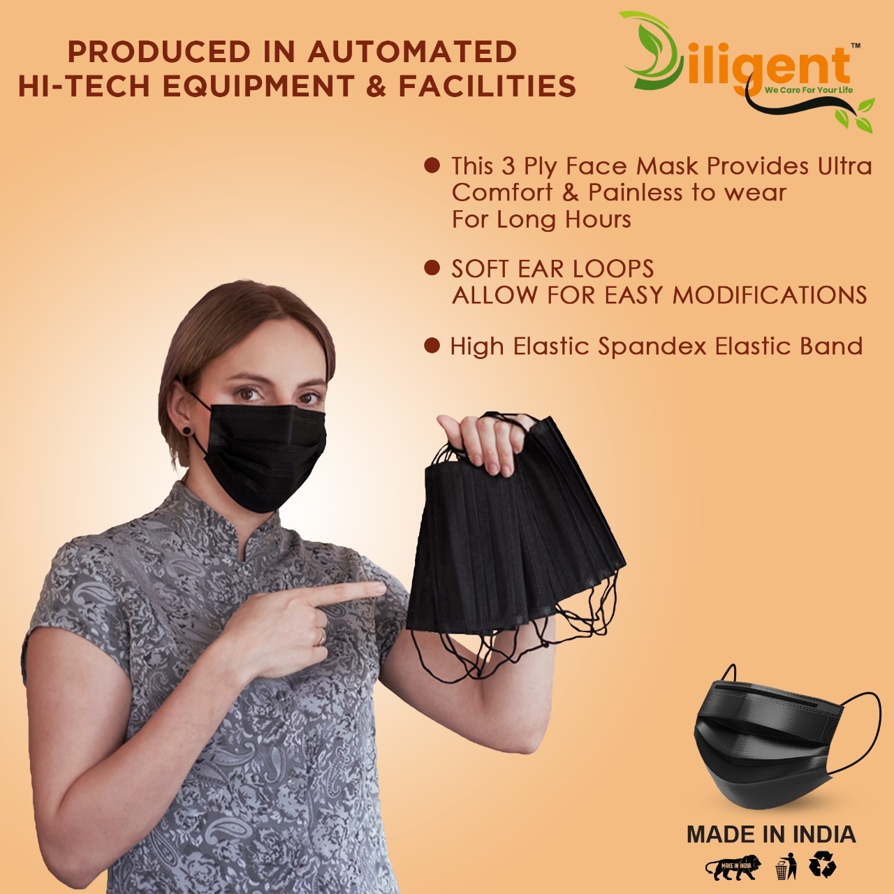 Black 3Ply Surgical Mask Certified ByFDA CE WHO-GMP AND ISO