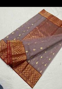 Banarsi organza gold zari weaved saree with designer pallu n blouse