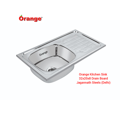 Stainless Steel Orange 32X20X8 Drain Board Kitchen Sink