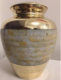 BLUE ENGRAVED BRASS CREMATION URN FUNERAL SUPPLIES