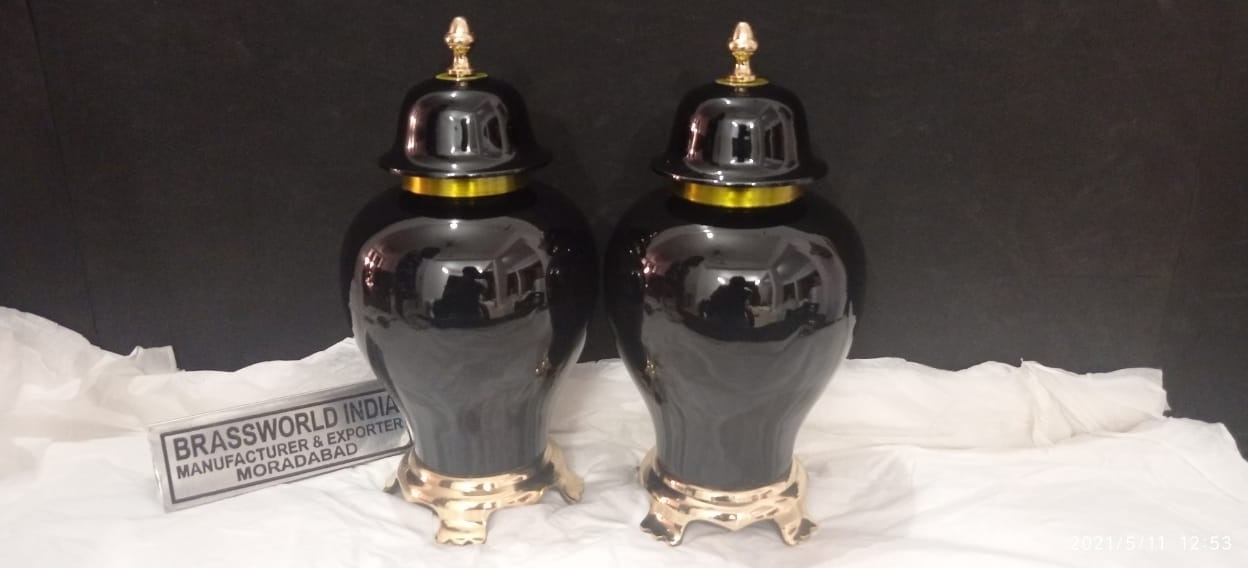 BLACK ADULT CREMATION URN WITH UPPER CROSS FUNERAL SUPPLIES