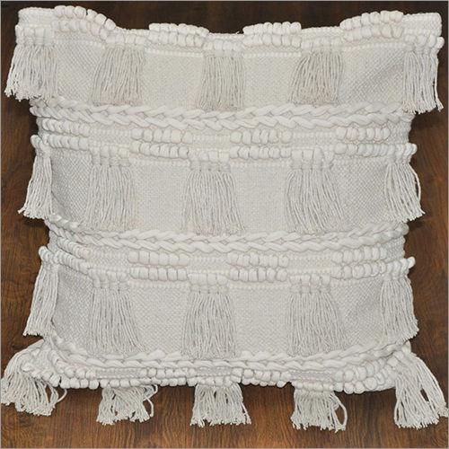 100% Cotton White Designer Cushion