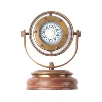 Antique Nautical Compass with Wooden Base Stand