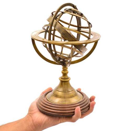 Brass Armillary Sphere Globe Clock Spherical Astrolabe Compass